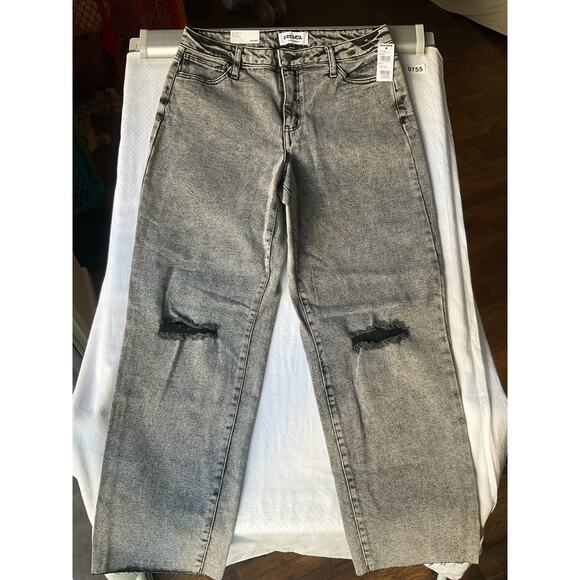 RSQ Women’s High Rise Straight Leg Denim Frayed Jeans, size 30, Gray, NWT - Picture 4 of 11